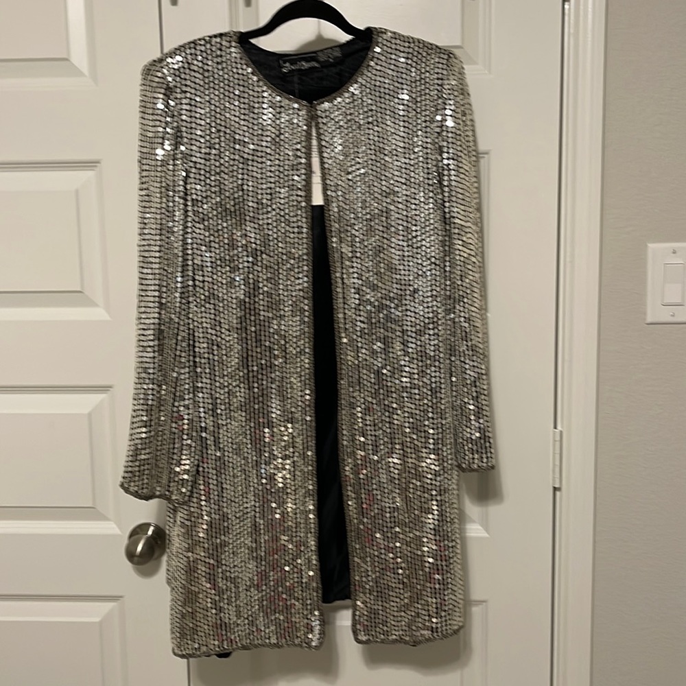 Vintage Silver Sequin coat/decorative, Size 4-6